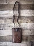 Montana West Western Tooled Phone Case Crossbody Wallet - Coffee
