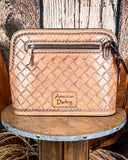 Wild Poppy Tooled Leather Crossbody Purse