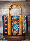 Wrangler Southwestern Print Small Canvas Tote/Crossbody - Mustard