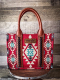 Wrangler Southwestern Print Small Canvas Tote/Crossbody - Burgundy