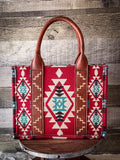 Wrangler Southwestern Print Small Canvas Tote/Crossbody - Burgundy