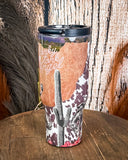 Honky Tonk Angel – 40oz Cow Print Tumbler with Handle