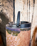Honky Tonk Angel – 40oz Cow Print Tumbler with Handle