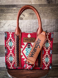 Wrangler Southwestern Print Small Canvas Tote/Crossbody - Burgundy