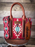 Wrangler Southwestern Print Small Canvas Tote/Crossbody - Burgundy