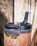 Honky Tonk Angel – 40oz Cow Print Tumbler with Handle
