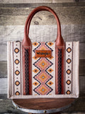 Wrangler Southwestern Print Small Canvas Tote/Crossbody- Coffee