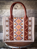 Wrangler Southwestern Print Small Canvas Tote/Crossbody- Coffee