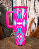 Rodeo Rebel – 40oz Aztec Tumbler with Handle