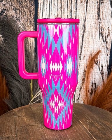Rodeo Rebel – 40oz Aztec Tumbler with Handle