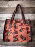 Wrangler Vintage Retro Cowboy Cool Print Satchel/Crossbody - Brown