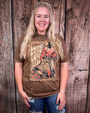 Retro Long Live Cowgirls Graphic Tee - Mocha