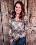 Burned Out Long Sleeve Aztec Top