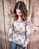 Burned Out Long Sleeve Aztec Top