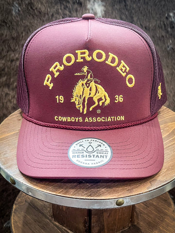 Hooey Prorodeo Maroon Hat with Gold Logo