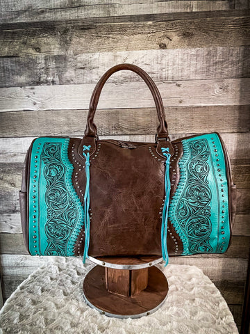 Josie Tooled Weekender Bag - Coffee