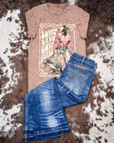 Retro Long Live Cowgirls Graphic Tee - Mocha