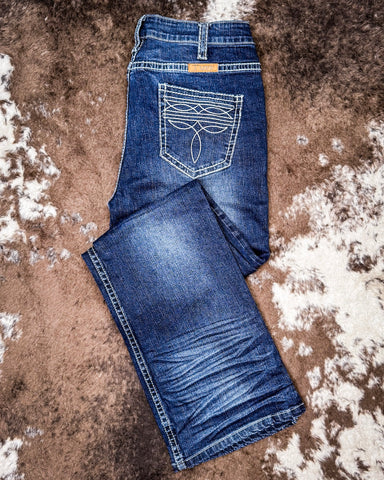 White Boot Stitch Bootcut Jeans