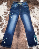 Turquoise Dreamcatcher Bootcut Jeans