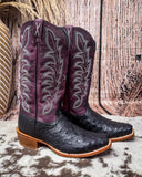 Salem Twisted X Women's 13" Reserve Boot - Black Ostrich and Purple Potion