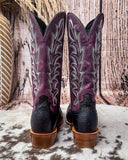 Salem Twisted X Women's 13" Reserve Boot - Black Ostrich and Purple Potion