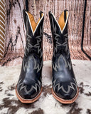 Electra Black Star Leather Boots - Black and Ivory
