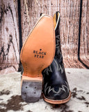 Electra Black Star Leather Boots - Black and Ivory