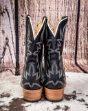 Electra Black Star Leather Boots - Black and Ivory