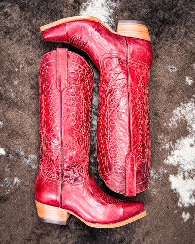 Victoria Black Star Leather Boots - Cranberry