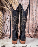 Isabel Black Star Leather Boots - Midnight and Copper