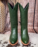 Eden Black Star Leather Boots - Emerald
