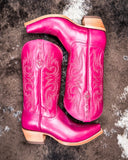 Paradise Black Star Leather Boots - Fuchsia
