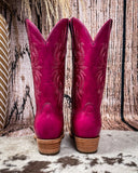 Paradise Black Star Leather Boots - Fuchsia