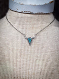 Western Steer Head Necklace - Turquoise