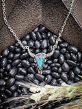 Western Steer Head Necklace - Turquoise