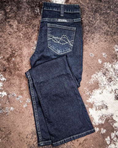 Cowgirl Tuff - Dark Charcoal DFMI Bootcut Jeans – Natural Waist Tuff Flex Denim