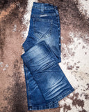 Cowgirl Tuff - Sapphire Delux Bootcut Jeans – Deep Blue Natural Waist Denim