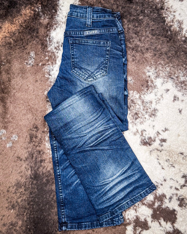 Cowgirl Tuff - Sapphire Delux Bootcut Jeans – Deep Blue Natural Waist Denim
