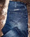 Cowgirl Tuff - Sapphire Delux Bootcut Jeans – Deep Blue Natural Waist Denim