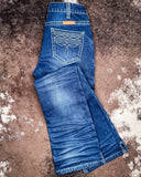 Cowgirl Tuff - White Boot Stitch Flannel-Lined Jeans – Natural Waist Bootcut