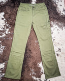 Cowgirl Tuff - Army Carpenter Flannel Lined Bootcut Jeans – Natural Waist Olive Green