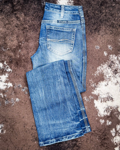 Cowgirl Tuff - Tuff Competitor Mid-Rise Bootcut Jeans – Medium Wash with Triple Stitch Detail