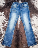 Cowgirl Tuff - Tuff Competitor Mid-Rise Bootcut Jeans – Medium Wash with Triple Stitch Detail