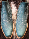 Myra Bag - Maisie Stitched Leather Booties in Turquoise