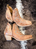 Myra Bag - Maisie Stitched Leather Booties in Rich Honey