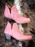 Myra Bag - Maisie Stitched Leather Booties in Pink