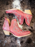 Myra Bag - Maisie Stitched Leather Booties in Red