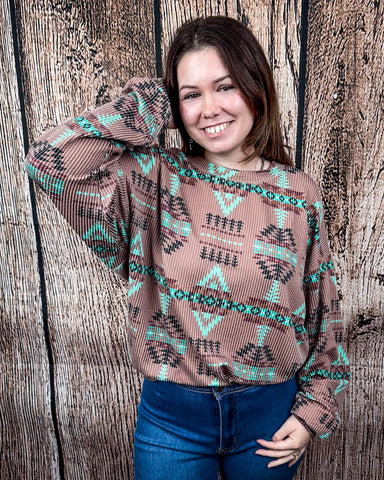 Sterling Kreek - Colorado Sunset Ribbed Sweater Top