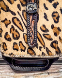 Silver Royal - Leather Rear Cinch/Horn Bag - Leopard