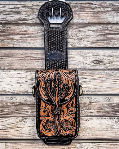 Silver Royal - Leather Rear Cinch/Horn Bag - Tooled
